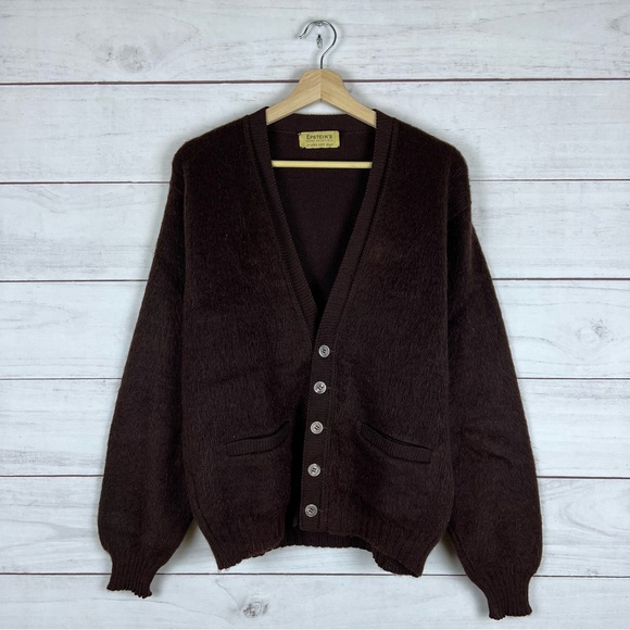Vintage 1960s Epstein’s Lord Jeff Mohair Cardigan Sweater Medium Kurt Cobain - Picture 1 of 4
